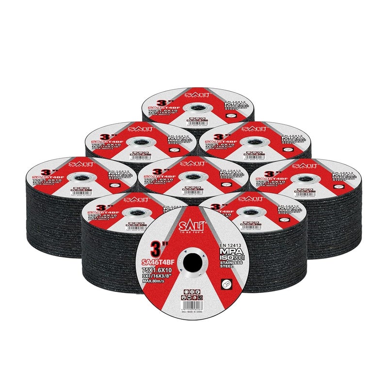 SALI 200 Pack Cut Off Wheels Cutting Wheels 3" x 1/16" x 3/8" Professional Cutting Stainless Steel for 3 in Angle Grinders and Die Grinders- Cutting Disc Aggressive Cutting Operating Up to 20380 RPM - Image 1